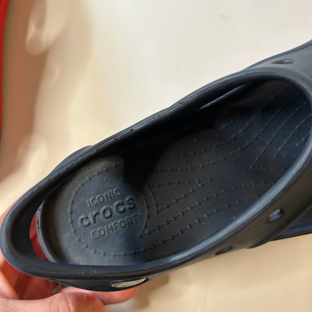 Crocs Bump It Blue/Red Rubber Slip-On Sandals 3 - Picture 4 of 5